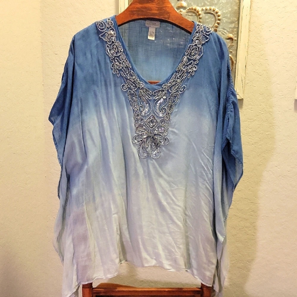 Chico's Beaded Blue Women's Top Size S/M